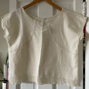 Handwoven made in Oaxaca off white cropped shirt